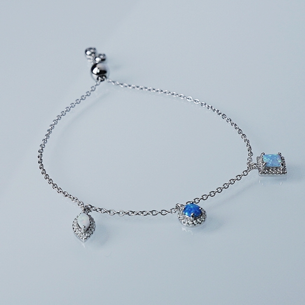 Sterling Silver Charm Shapes  Adjustable Bracelet